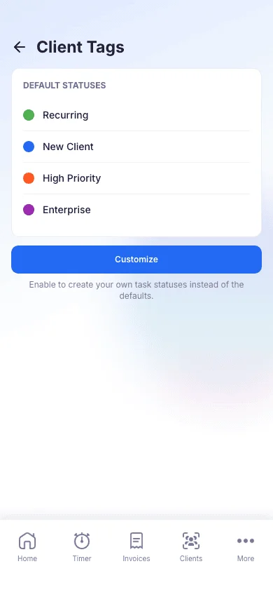 Color-coded tags to categorize your clients