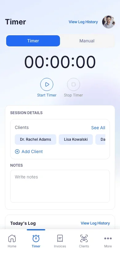 Start the timer. Stop it. Invoice it.