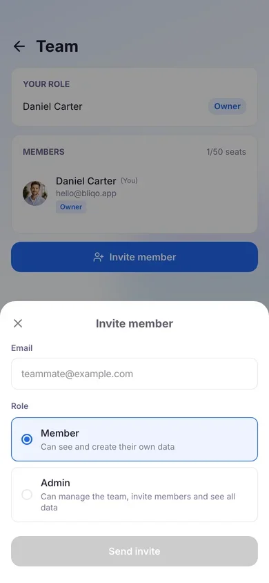 Owner, admin, and member roles