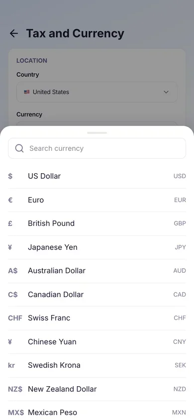 60 currencies, formatted correctly